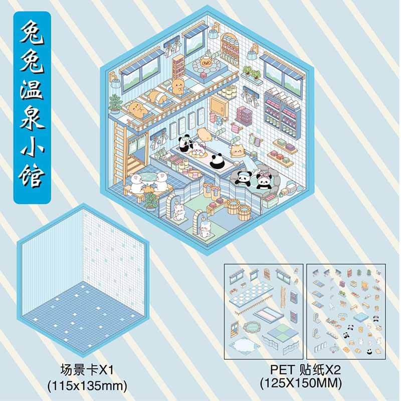 Rabbit Life DIY 3D Scene Stickers 4 Cute Miniature Scenes(S)
