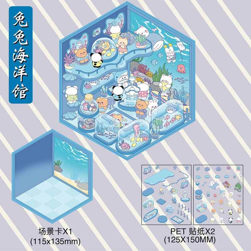 Rabbit Life DIY 3D Scene Stickers 4 Cute Miniature Scenes(S)