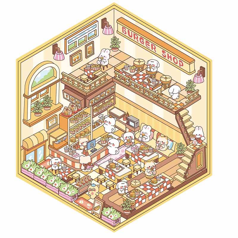 Rabbit Life DIY 3D Scene Stickers 4 Cute Miniature Scenes(S)