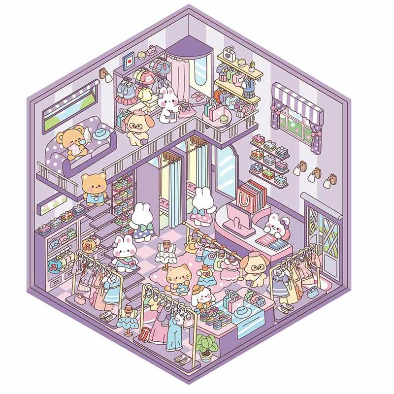 Rabbit Life DIY 3D Scene Stickers 4 Cute Miniature Scenes(S)