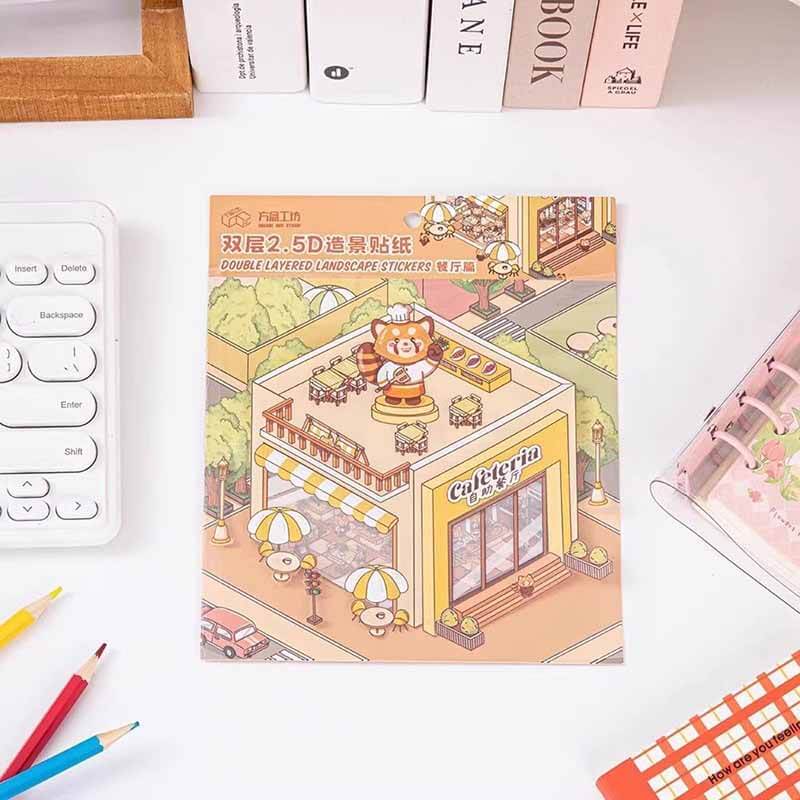 Raccoon Town DIY 3D Scene Stickers 4 Cute Miniature Scenes