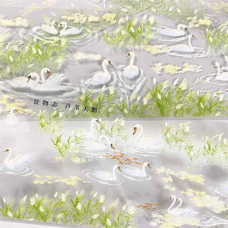 Reeds Swans PET Journal Collage Sticker