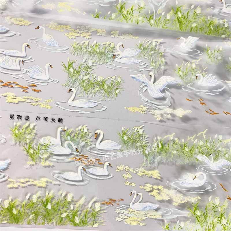 Reeds Swans PET Journal Collage Sticker