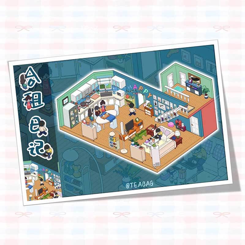 Rental Diary (Set of 2) DIY 3D Scene Stickers Cute Miniature Scenes(M)