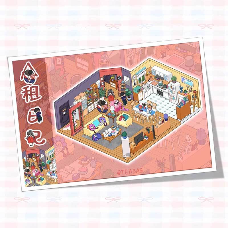 Rental Diary (Set of 2) DIY 3D Scene Stickers Cute Miniature Scenes(M)