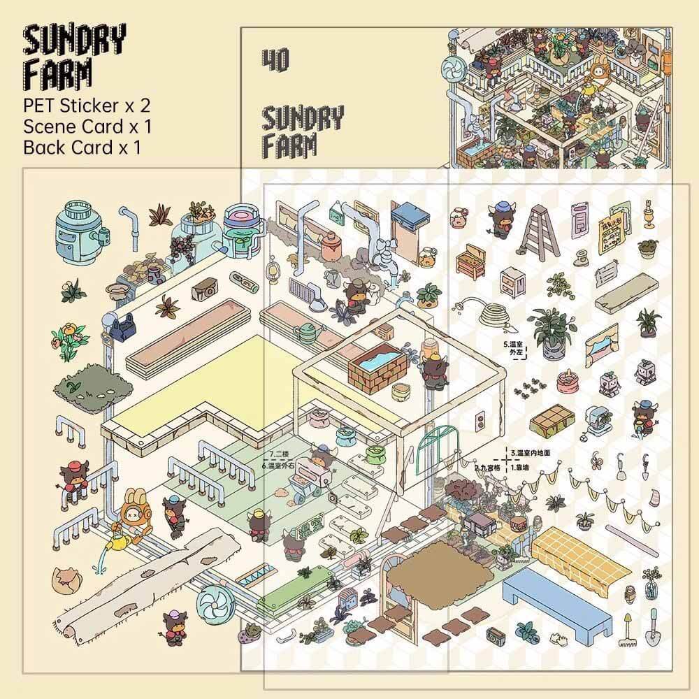 Retro Future DIY 3D Scene Stickers 4 Cute Miniature Scenes(S)