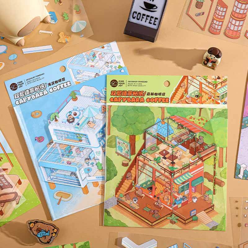 Roaming Roast DIY 3D Scene Stickers 4 Cute Miniature Scenes(M)