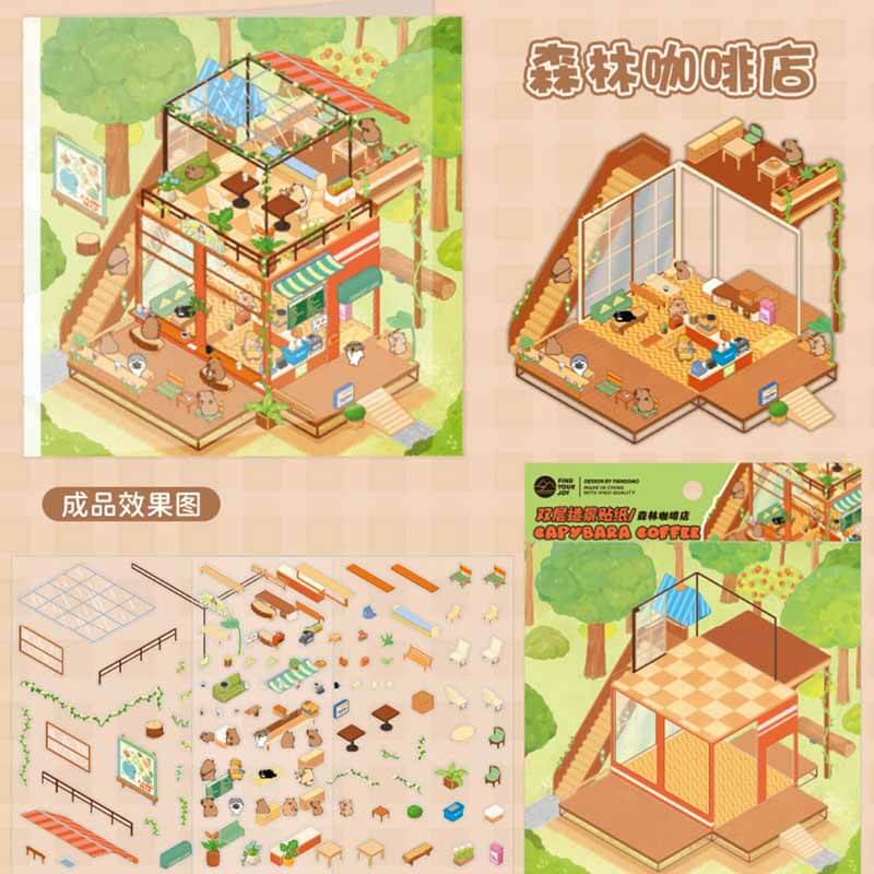 Roaming Roast DIY 3D Scene Stickers 4 Cute Miniature Scenes(M)