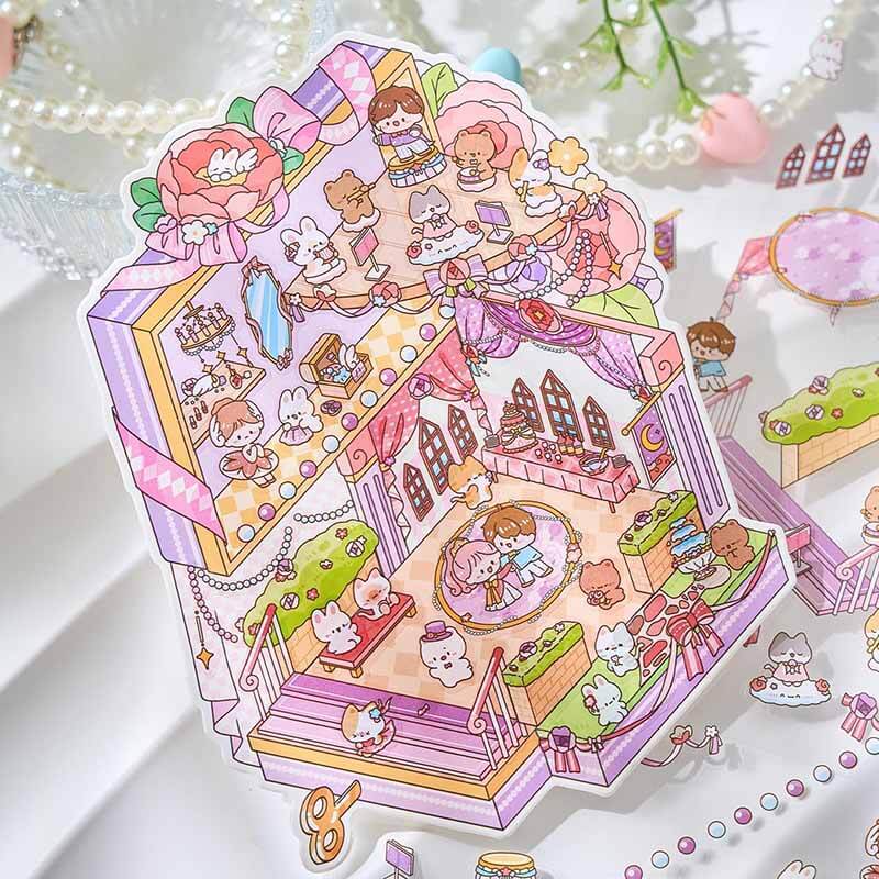 Romance Odyssey DIY 3D Scene Stickers 4 Cute Miniature Scenes(S)
