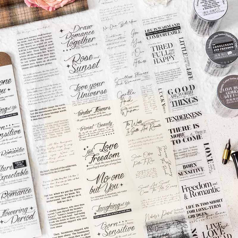 Romantic Letters PET Lettering Journal Stickers
