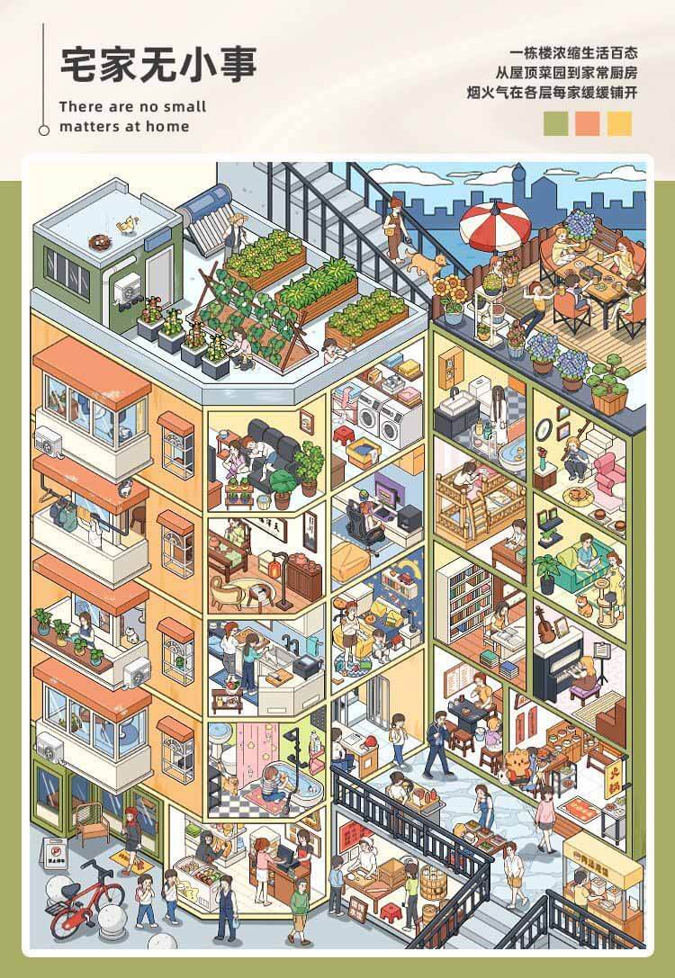 Room Street View Book DIY 3D Sticker Collection 7 Cute Scenes(L)