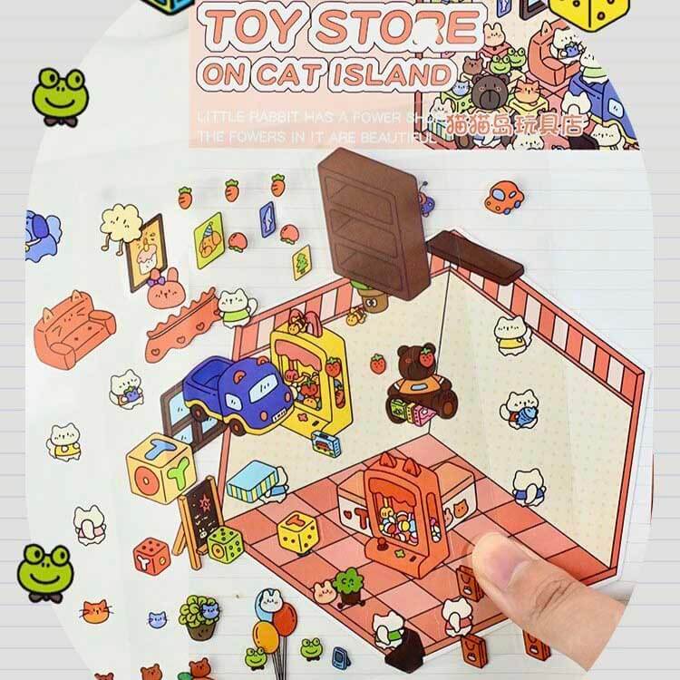 Roomful of Wonder DIY 3D Sticker Collection 4 Cute Miniature Scenes(S)