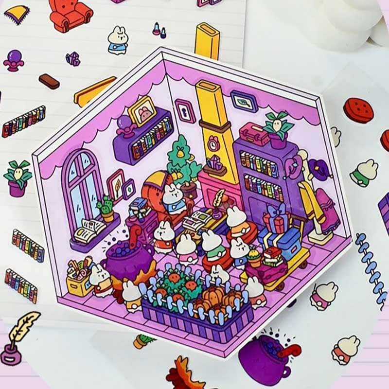Roomful of Wonder DIY 3D Sticker Collection 4 Cute Miniature Scenes(S)