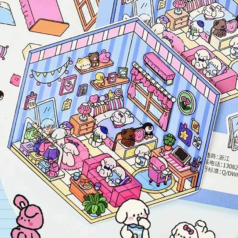 Roomful of Wonder DIY 3D Sticker Collection 4 Cute Miniature Scenes(S)