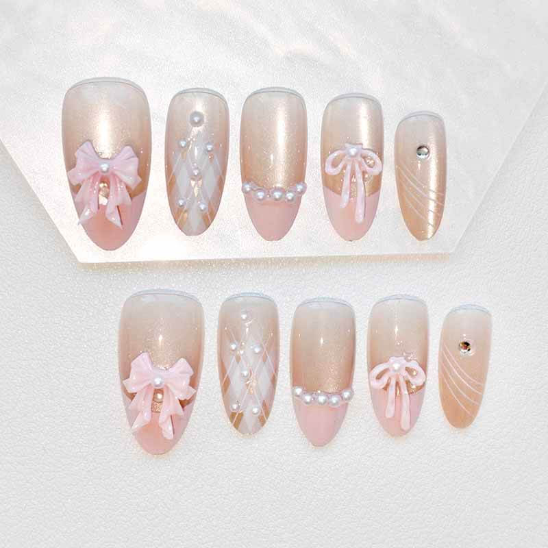 Beauty Art Garden Press On Nail Rosy Tulle Bow 214