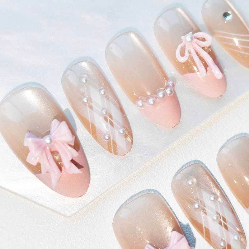 Beauty Art Garden Press On Nail Rosy Tulle Bow 214