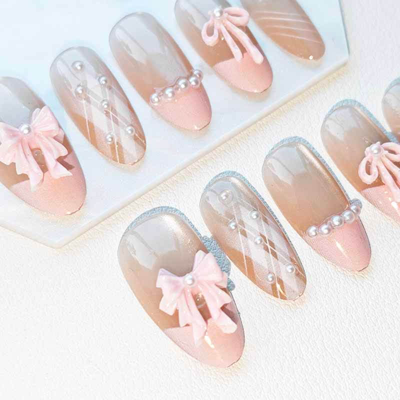 Beauty Art Garden Press On Nail Rosy Tulle Bow 214