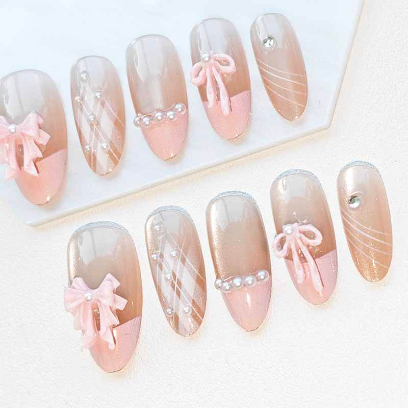 Beauty Art Garden Press On Nail Rosy Tulle Bow 214