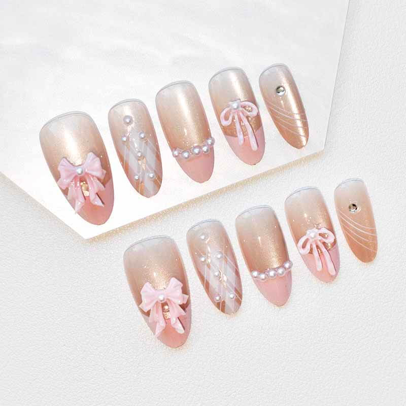 Beauty Art Garden Press On Nail Rosy Tulle Bow 214