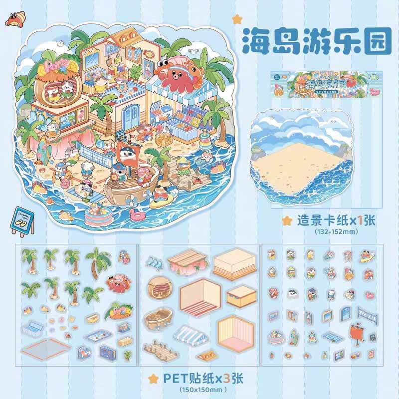Meow Dreams DIY 3D Scene Stickers - 4 Cute Miniature Scenes