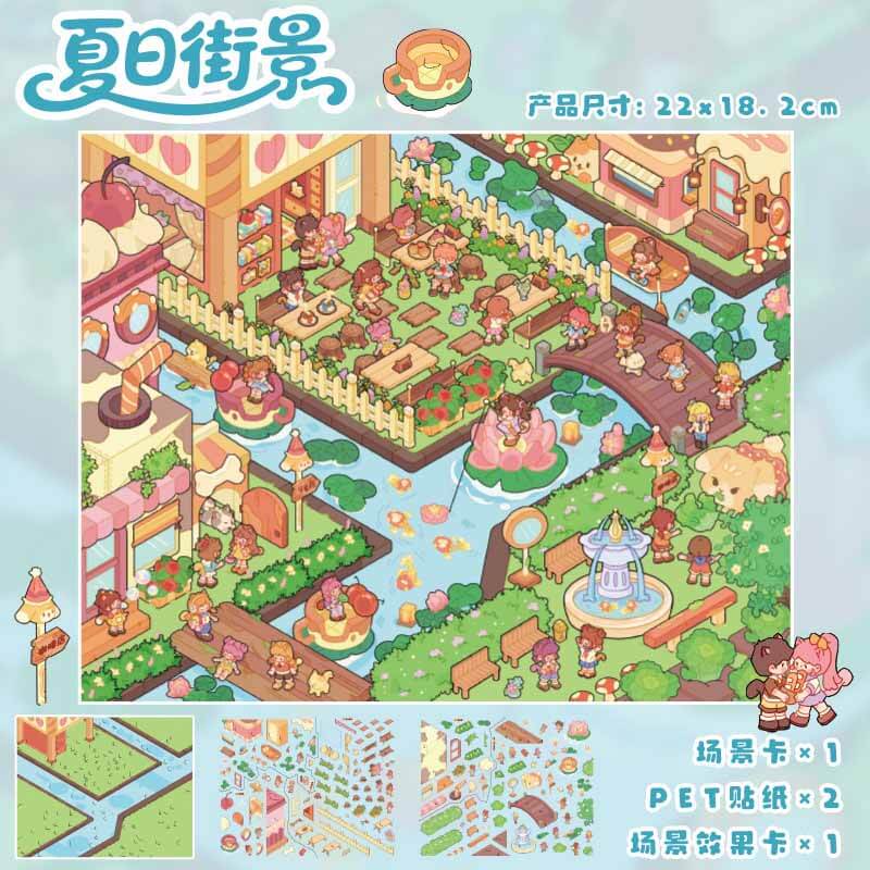 Holiday Stroll DIY 3D Scene Stickers 2 Cute Miniature Scenes(L)