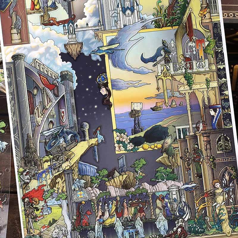 Sacred Relic DIY 3D Scene Stickers With Guide Lines(L)