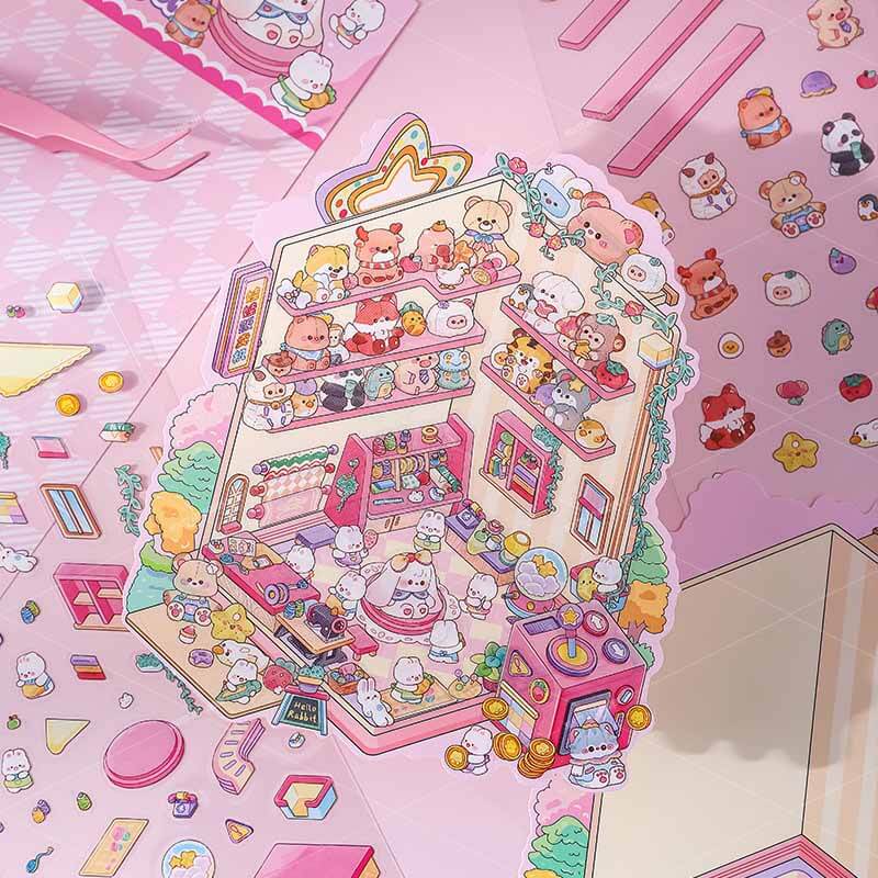 Tiny Joys Market DIY 3D Scene Stickers 4 Cute Miniature Scenes(S)