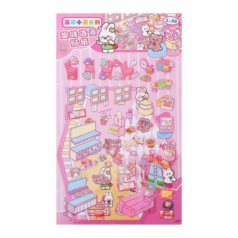 Tiny Joys Market DIY 3D Scene Stickers 4 Cute Miniature Scenes(S)