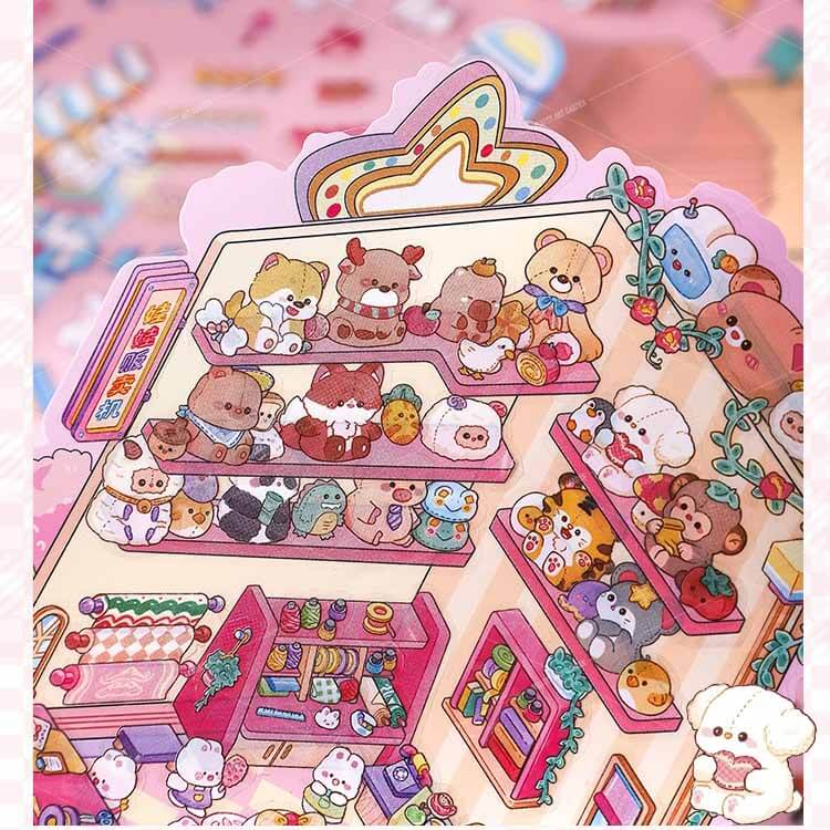Tiny Joys Market DIY 3D Scene Stickers 4 Cute Miniature Scenes(S)