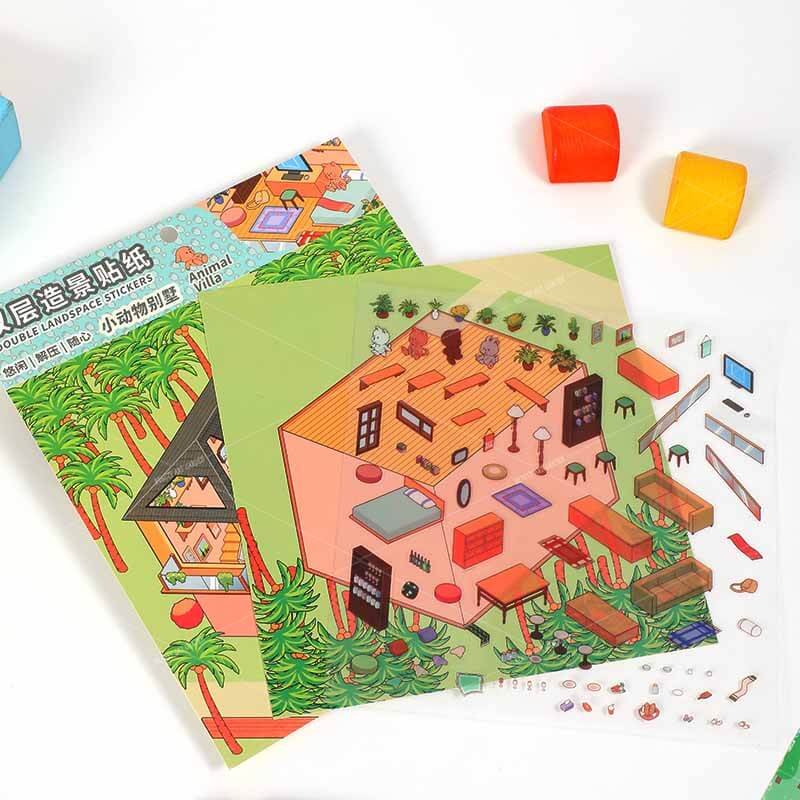 Seaside Shopping Street 3D Scene Stickers 4 Cute Miniature Scenes