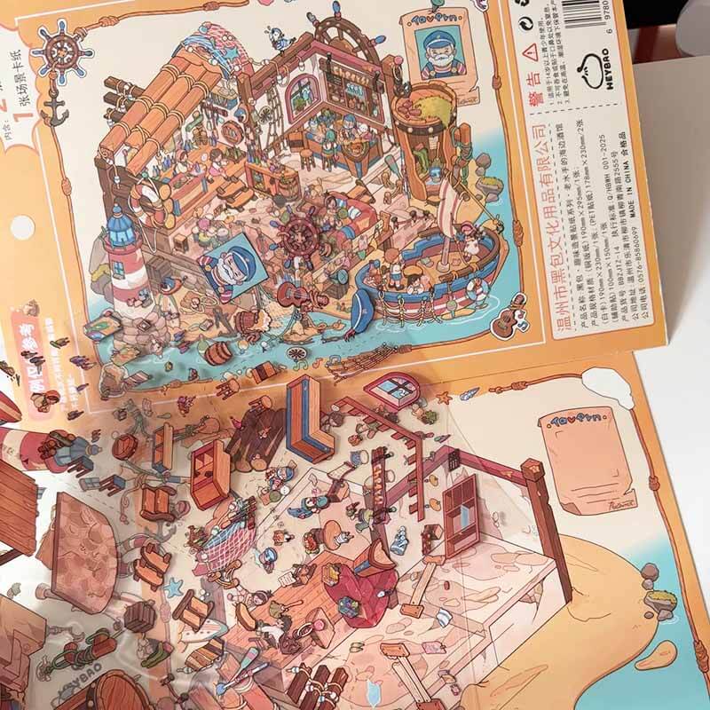 Seaside Tales DIY 3D Scene Stickers 3 Cute Scenes(L)