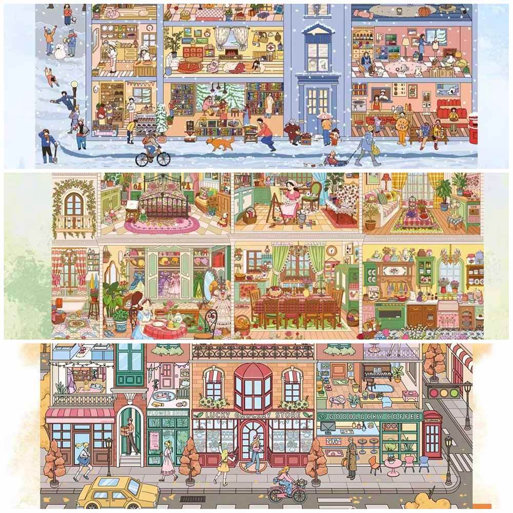 Seasonal Apartments DIY 3D Scene Stickers 3 Cute Scenes(L)
