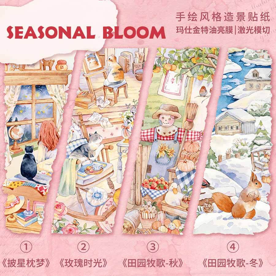 Seasonal Bloom DIY 3D Scene Stickers With Guide Lines