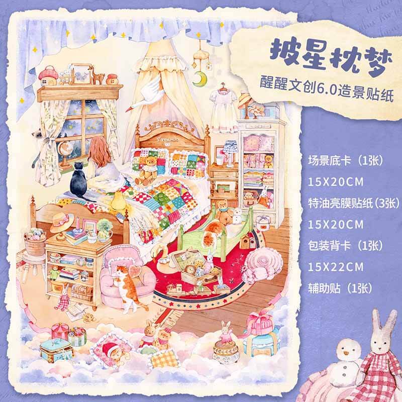 Seasonal Bloom DIY 3D Scene Stickers With Guide Lines