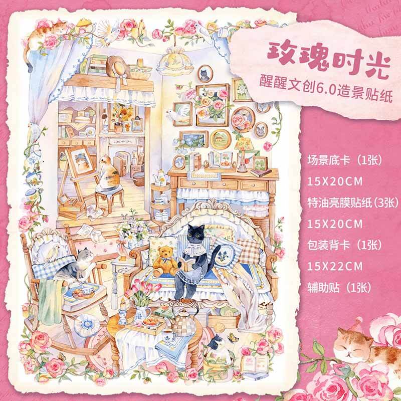Seasonal Bloom DIY 3D Scene Stickers With Guide Lines