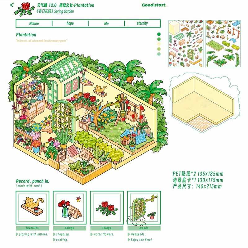 Seasonal Charm DIY 3D Scene Stickers 4 Cute Miniature Scenes(S)