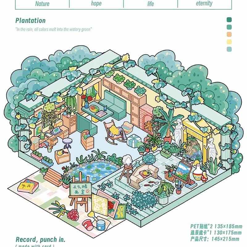 Seasonal Charm DIY 3D Scene Stickers 4 Cute Miniature Scenes(S)