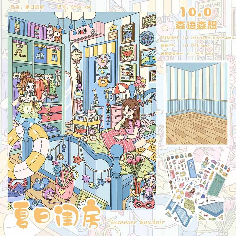 Seasonal Home DIY 3D Scene Stickers 4 Cute Miniature Scenes(S)