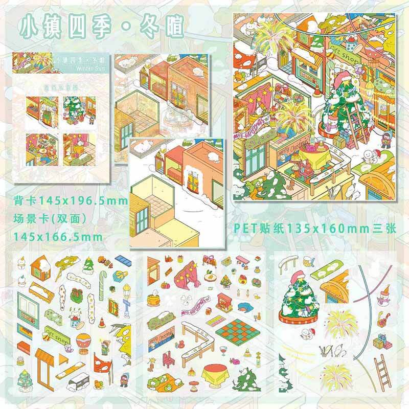 Seasonal Murmurs DIY 3D Scene Stickers 4 Cute Scenes(L)