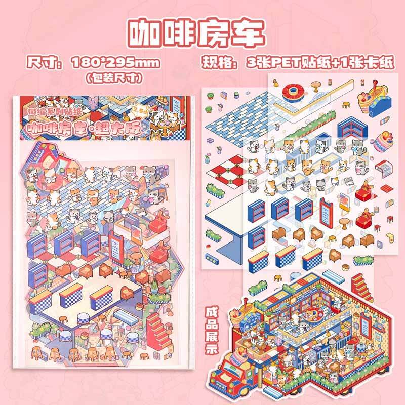 Seasonal Stops DIY 3D Scene Stickers 5 Cute Miniature Scenes(L)