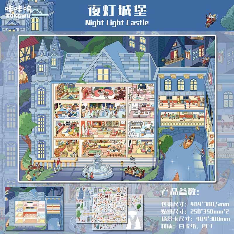 Seasonal Streets DIY 3D Scene Stickers 4 Cute Scenes(L&XXL)