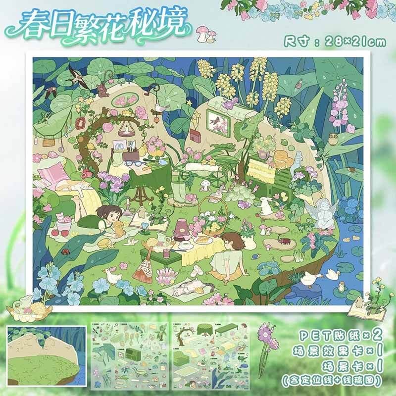 Seasons Retreat DIY 3D Scene Stickers 4 Cute Scenes(L)