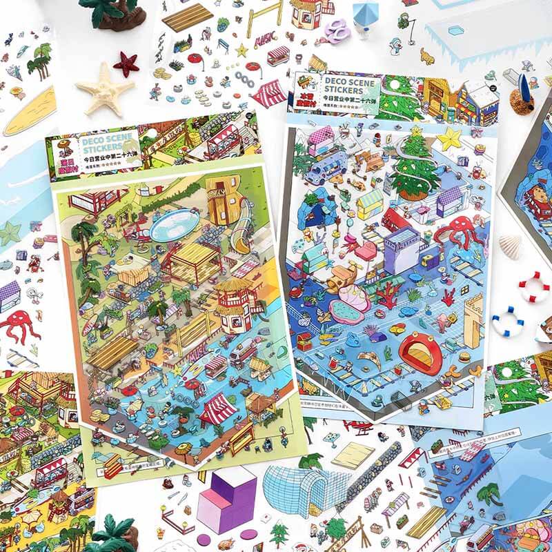 Seasons of Vacation DIY 3D Scene Stickers 2 Cute Miniature Scenes(L)