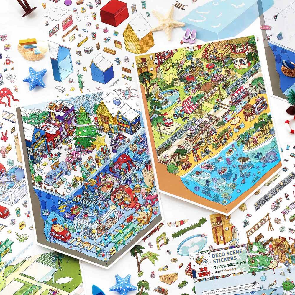 Seasons of Vacation DIY 3D Scene Stickers 2 Cute Miniature Scenes(L)