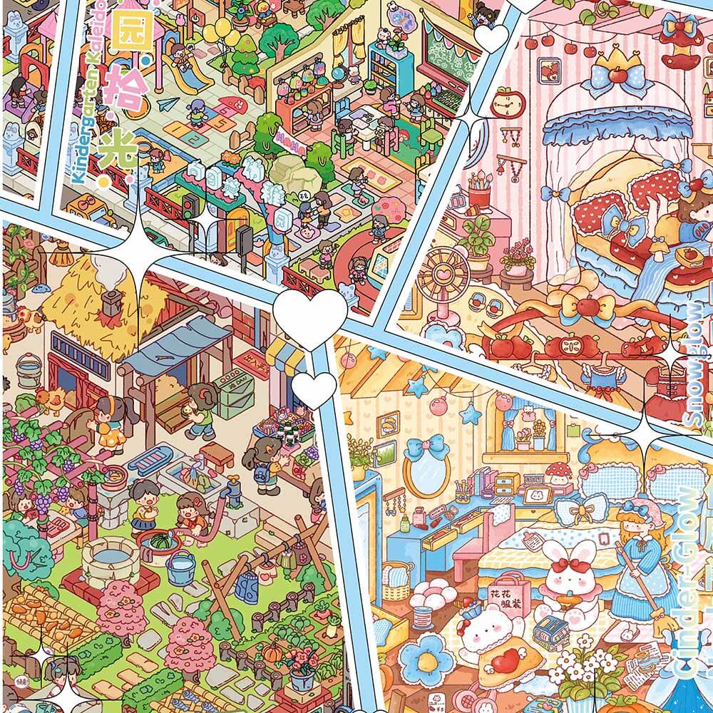 Seasons of Wonder DIY 3D Scene Stickers 4 Cute Scenes(L)