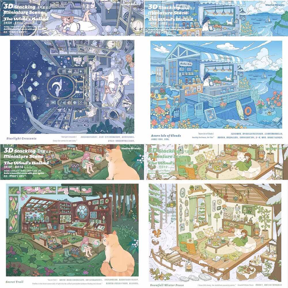 Secret Realm Quest DIY 3D Scene Stickers 4 Cute Miniature Scenes(L)