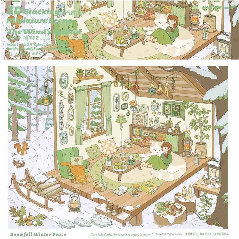 Secret Realm Quest DIY 3D Scene Stickers 4 Cute Miniature Scenes(L)