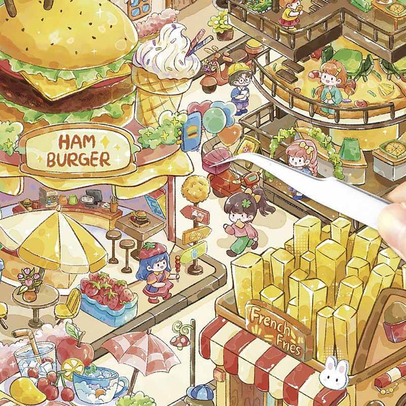 Cozy Foodie Village DIY 3D Scene Stickers Cute Scenes(L)