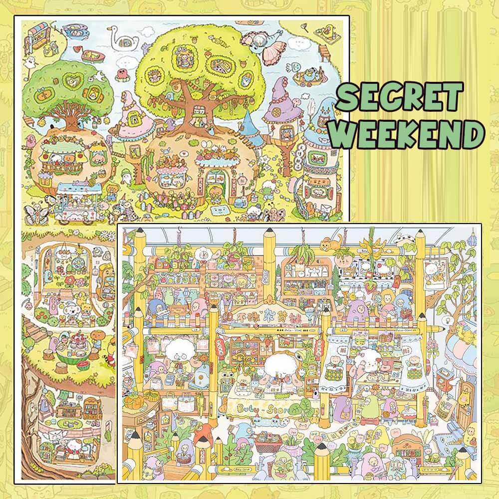 Secret Weekend DIY 3D Scene Stickers 2 Cute Miniature Scenes(XL)