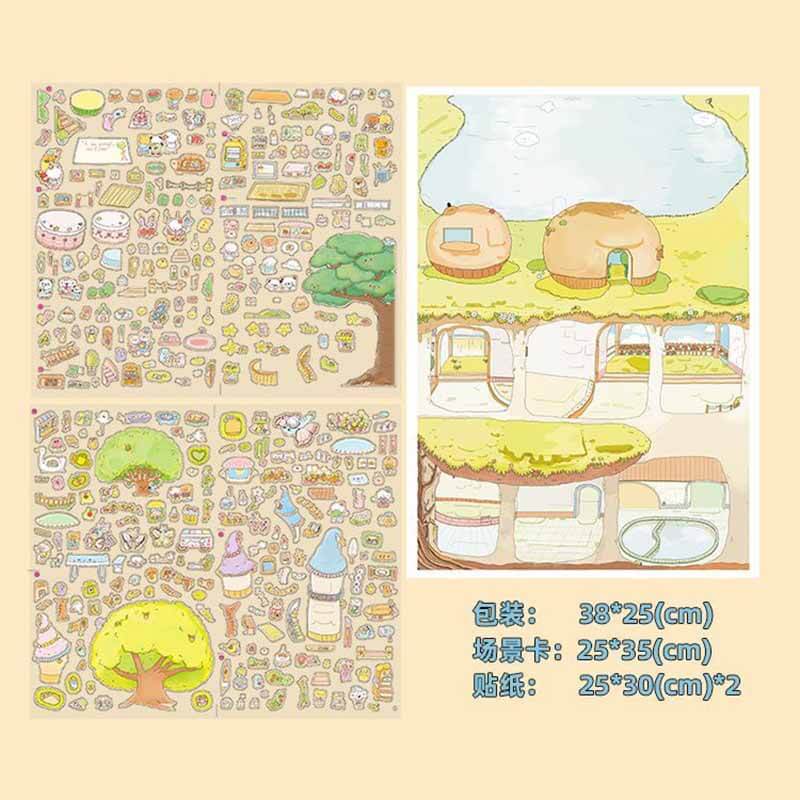 Secret Weekend DIY 3D Scene Stickers 2 Cute Miniature Scenes(XL)